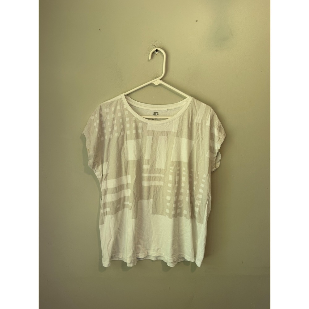 Uniqlo UT Pierre Bonnard Graphic Tee XL White Grey Geometric Abstract Art Shirt